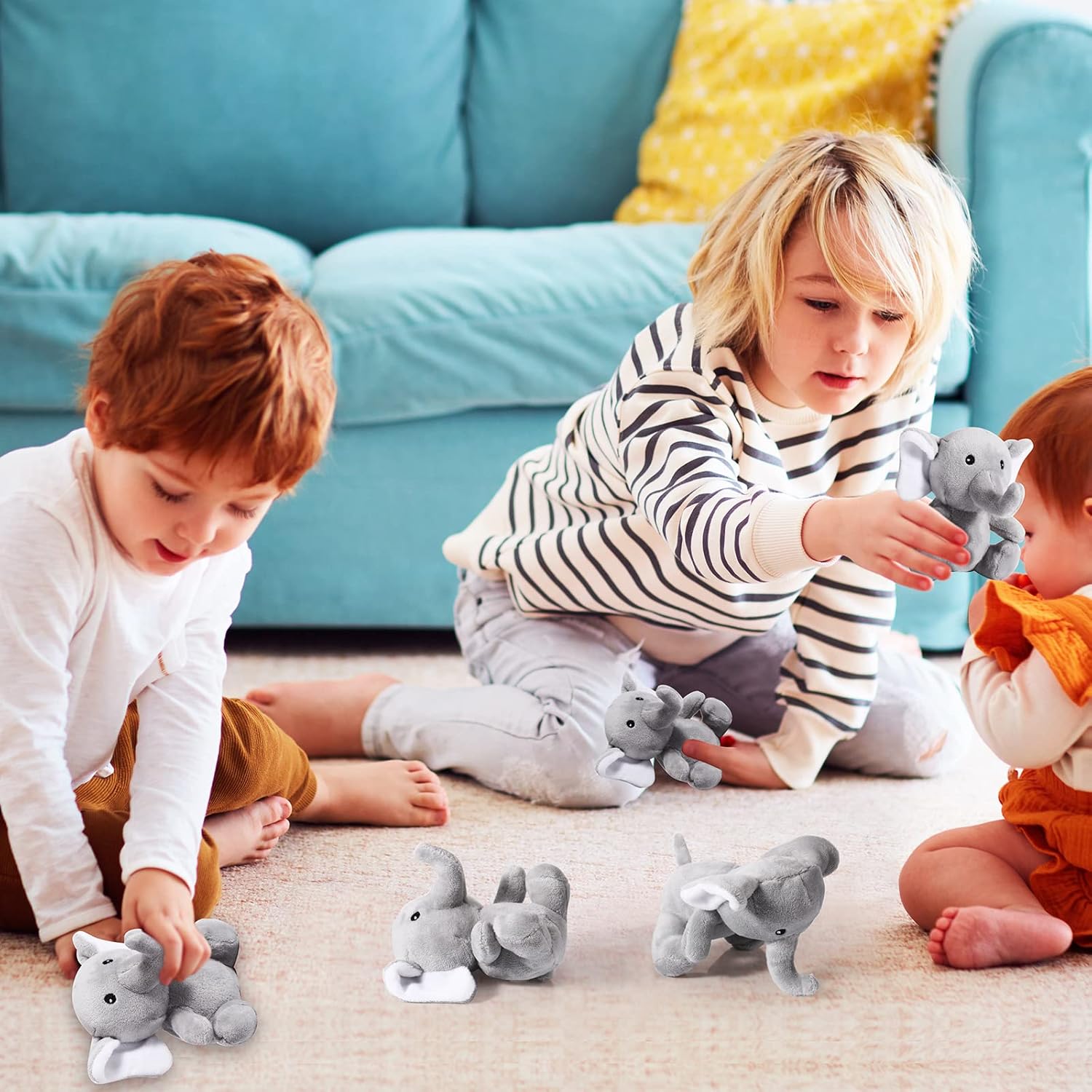 HyDren 8 Pcs Baby Shower Elephant Plush Mini Small Stuffed Animal Toys 4 Inches for Valentine Birthday Gender Reveal Party Charity Donation Gift Supplies Decoration(Grey)