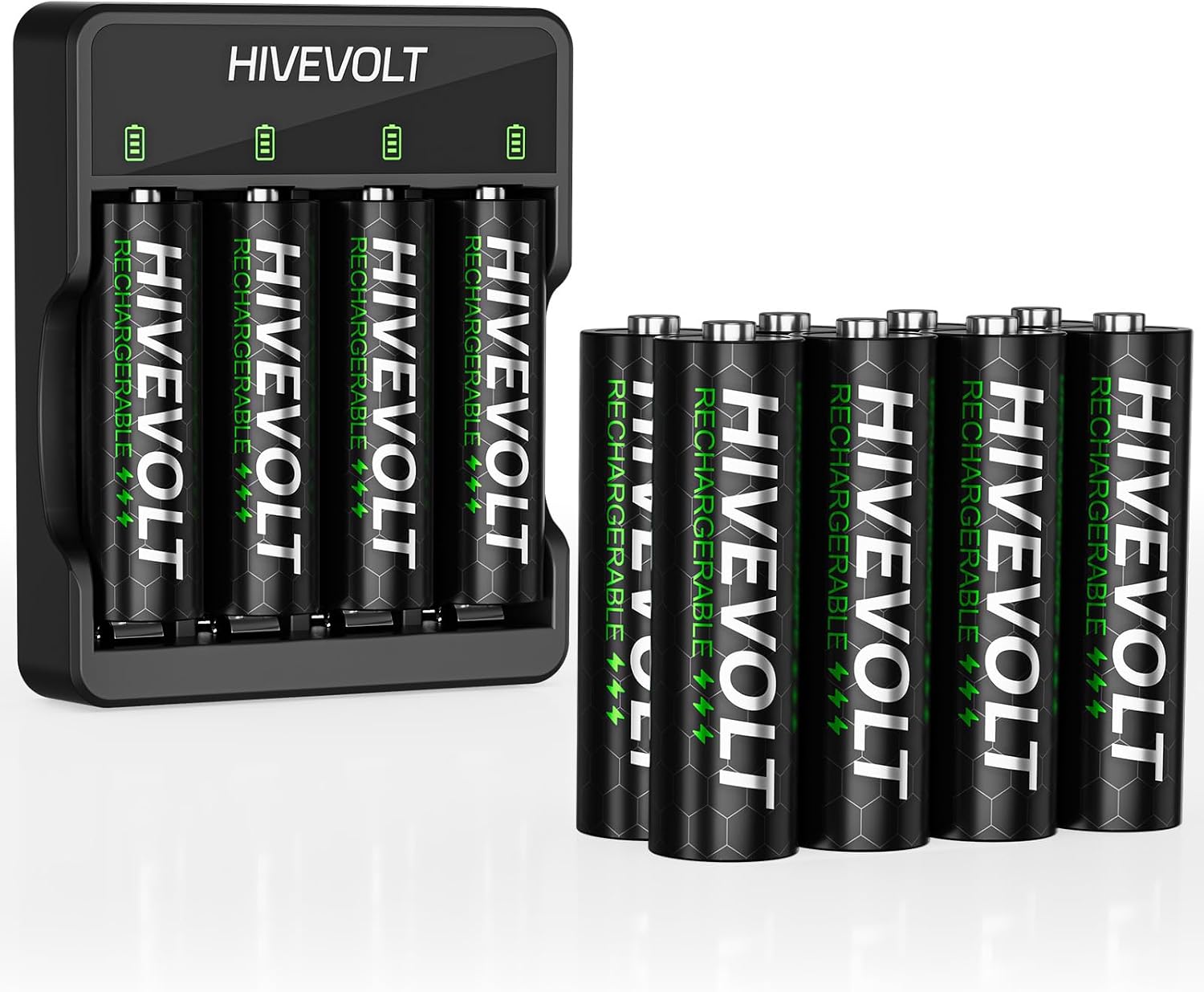 Rechargeable AA Batteries with Charger, High Capacity 2800mAh Ni-MH Double A Battery, 4 Count