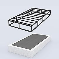 Vista 15 de Somier de 7 pulgadas para bases de cama matrimoniales, base de colchón de metal resistente con cubierta de tela, solo somier completo de perfil