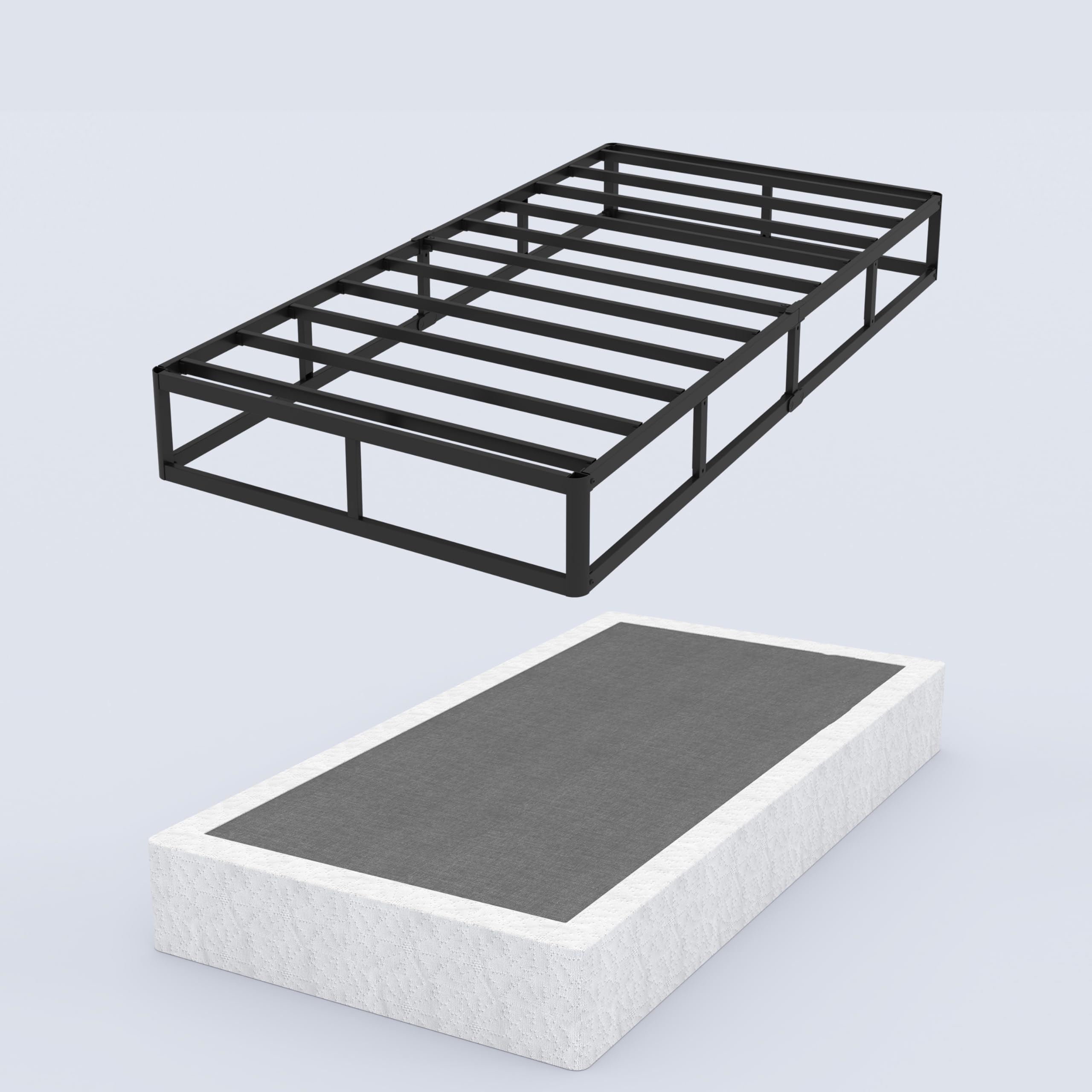 9 inch box spring for twin bed base - heavy duty metal mattress foundation with fabric cover,high profile twin box spring only,noise free,easy assembly