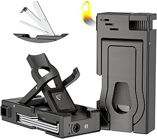 Multifunctional Pipe Lighter, Built-in Stand, 3 in 1 Cleaner Tools, Refillable Butane Lighter with Angled Soft Flame, Handy, Gas, for Pipe Gift