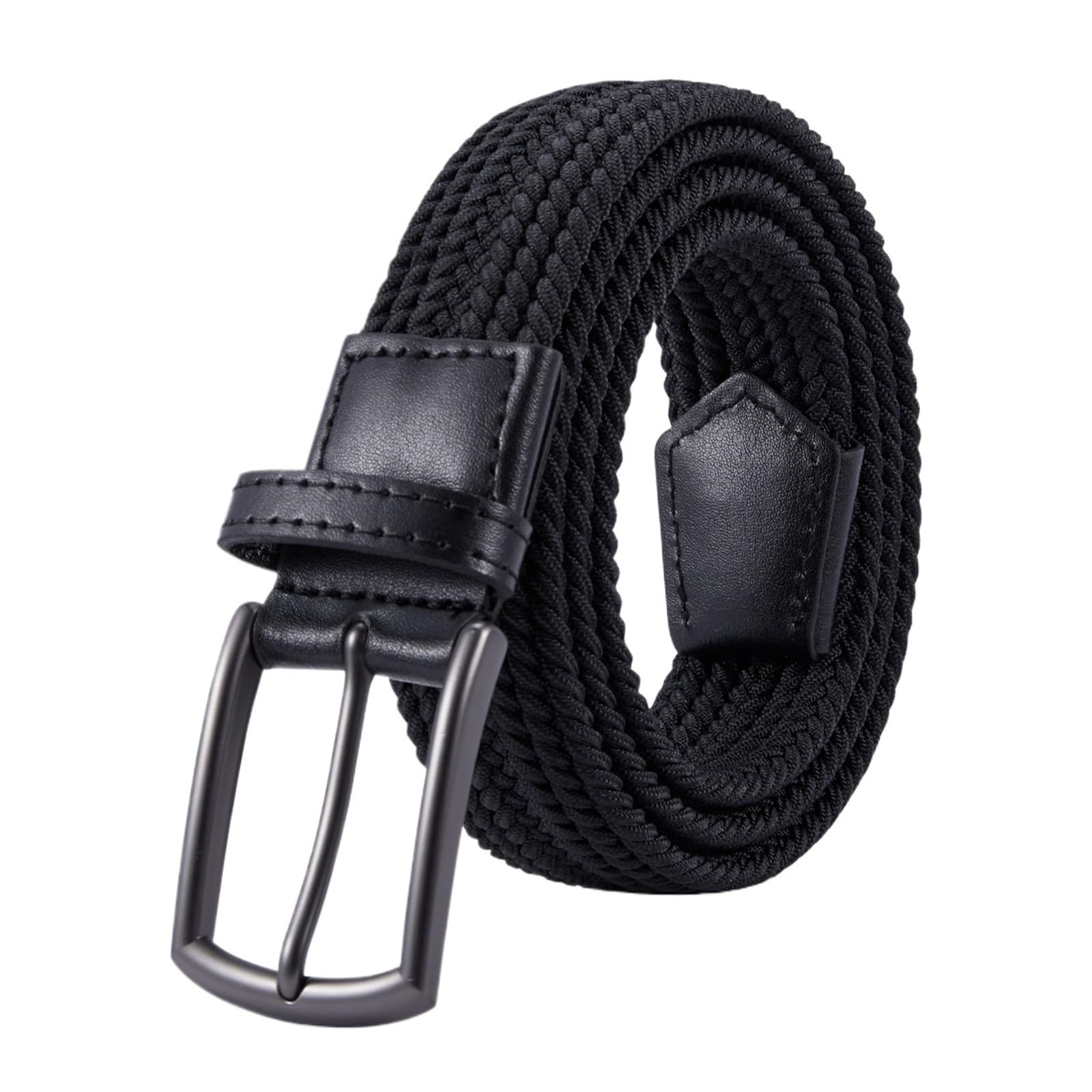 Elastischer Gürtel Herren Unisex elastischer Canvas-Gürtel, Zinklegierungsschnalle, kein Loch, gewebter Taillengürtel, sportlich, lässig, elegant, einfacher Stil