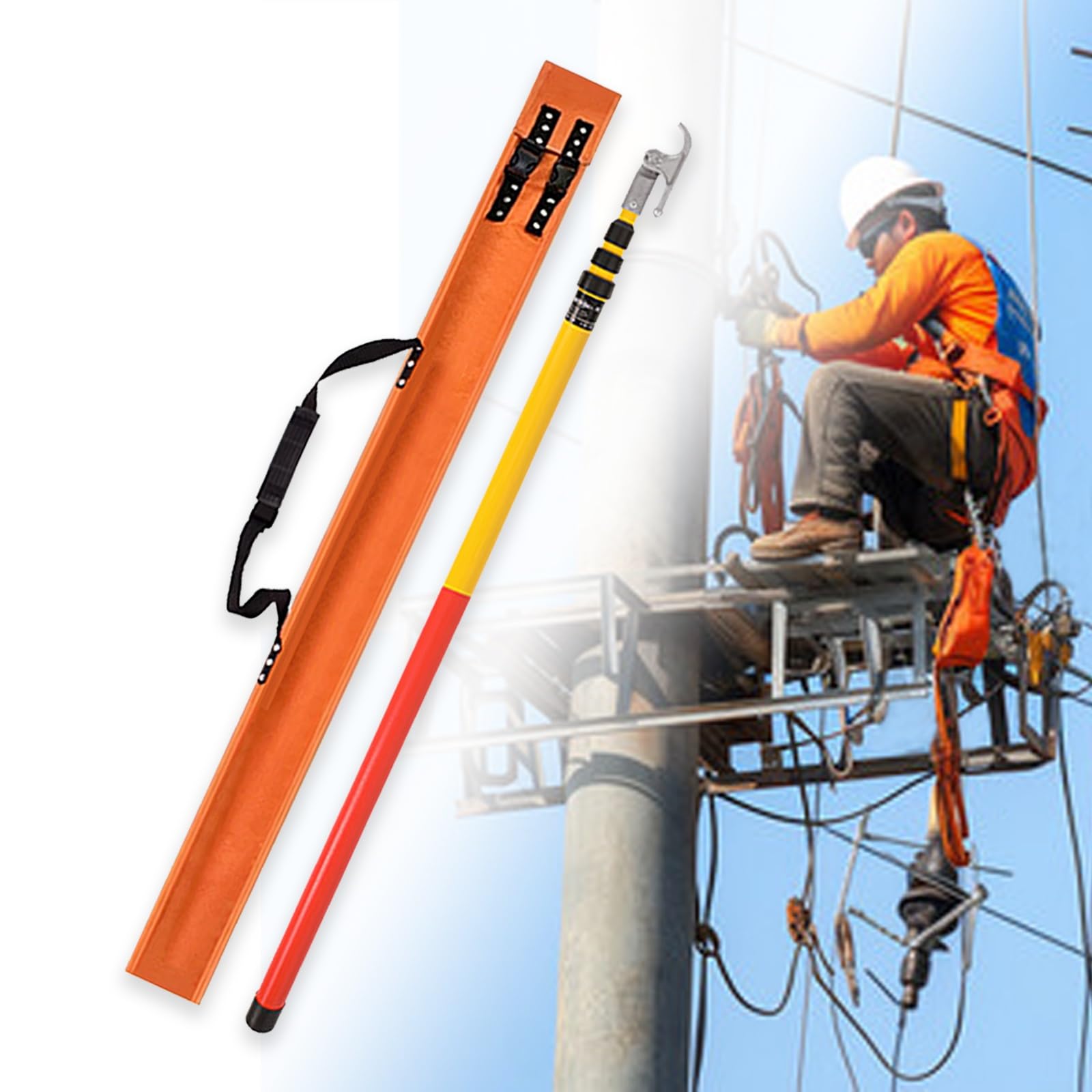 JKJZSALJ High-Voltage Insulated Rescue Hook Retractable Portable Hot Stick Safety & Defense Tool For Electricians Linemen Power Station & Factory Maintenance,4m/13.1ft