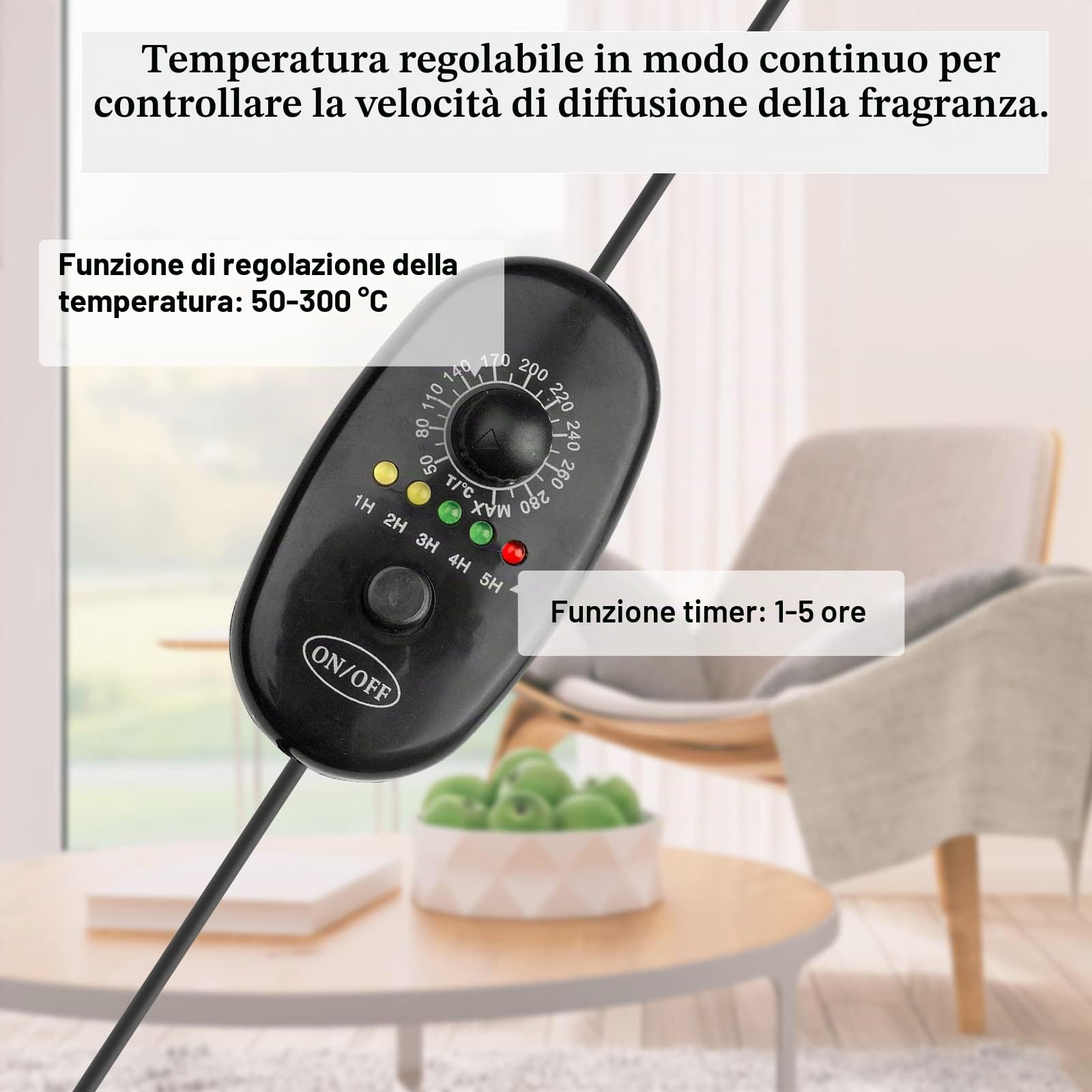 Bruciatore elettronico di incenso, bruciatore di incenso, in resina, non necessita di pastiglie di carbone, 15 secondi per riscaldare, 50-320 °C, moderno, semplice personalizzabile. (nero)