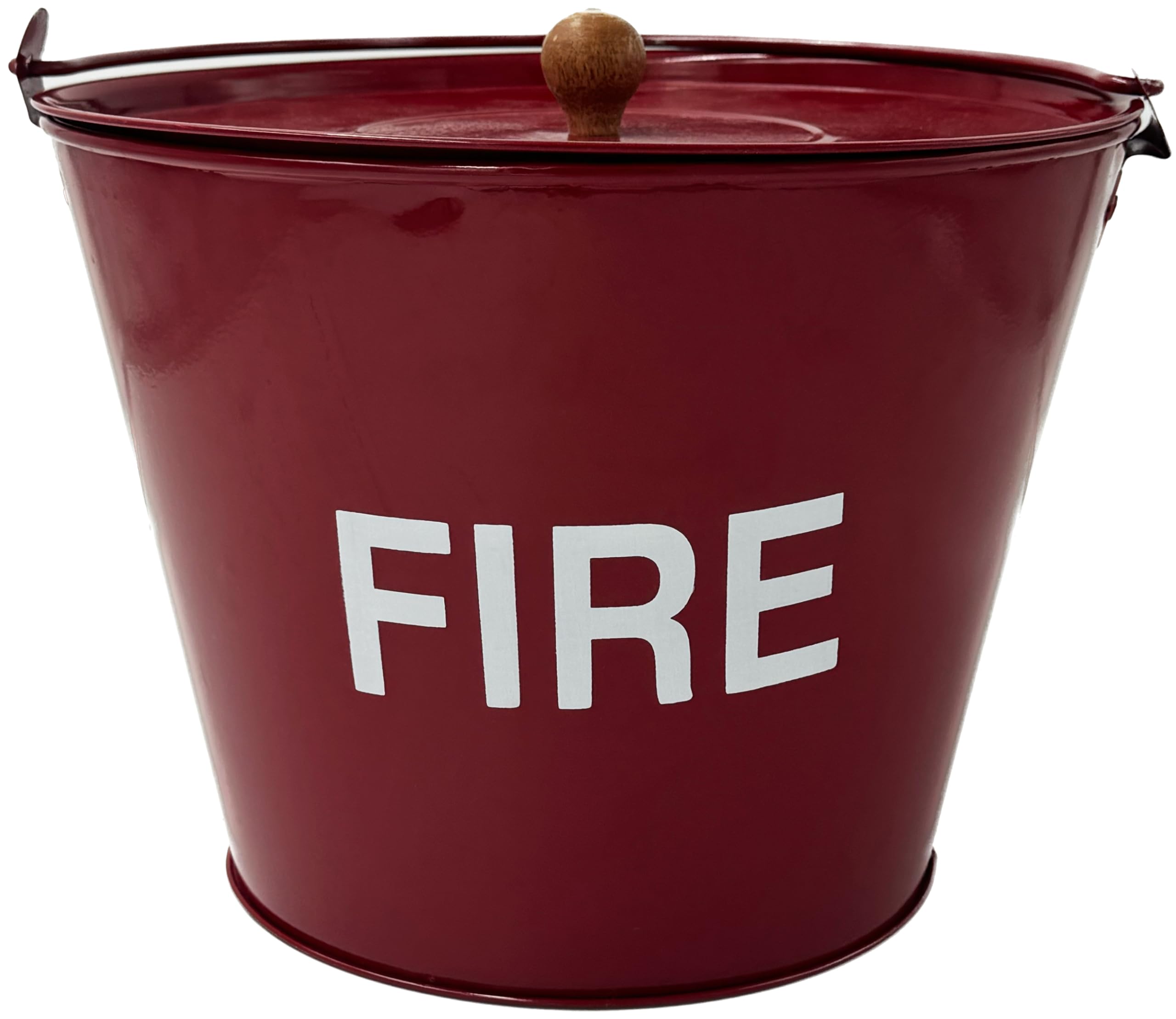 9 Litre Heavy Duty Red Metal Fire Bucket with Lid & Carry Handle Water Sand Storage