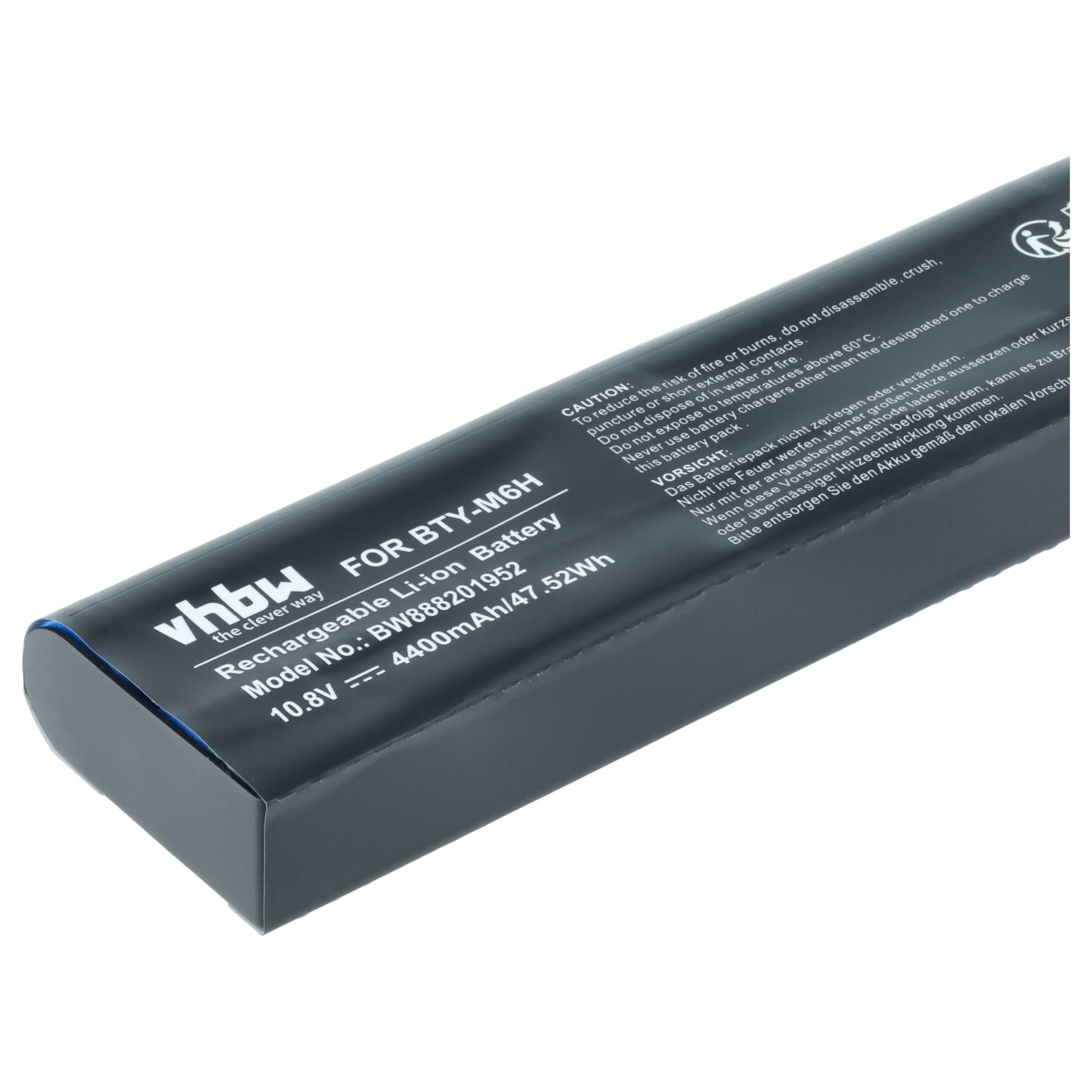 vhbw Akumulator zastępczy do MSI 3ICR19/66-2, BTY-M6H do notebooka (4400 mAh, 10,8 V, litowo-jonowy)