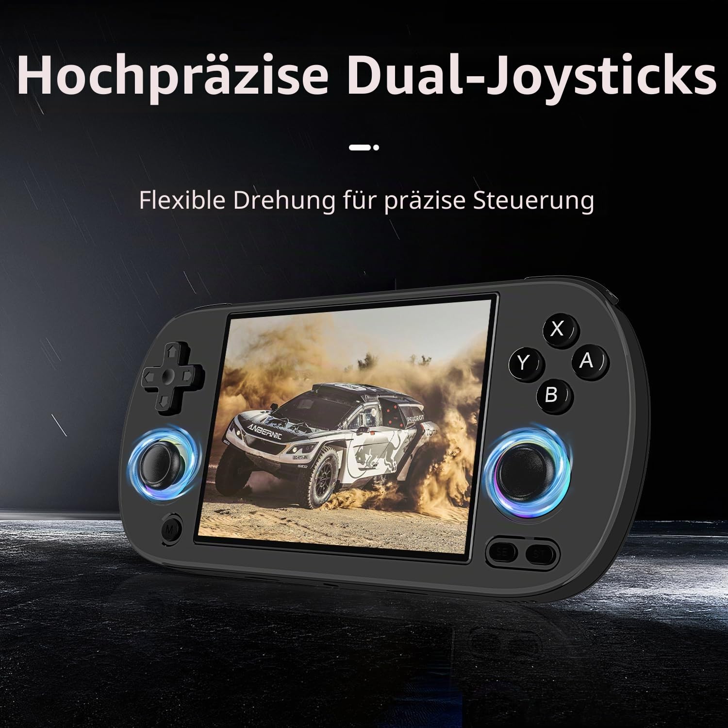 RG40XX H Handheld-Spielekonsole, Retro-Spielekonsole mit RGB-Joystick-Beleuchtung, 4 "IPS-Bildschirm Linux Eingebaute 64G TF-Karte und 5571 Spiele, unterstützt WiFi Blueto (schwarz, 64G)