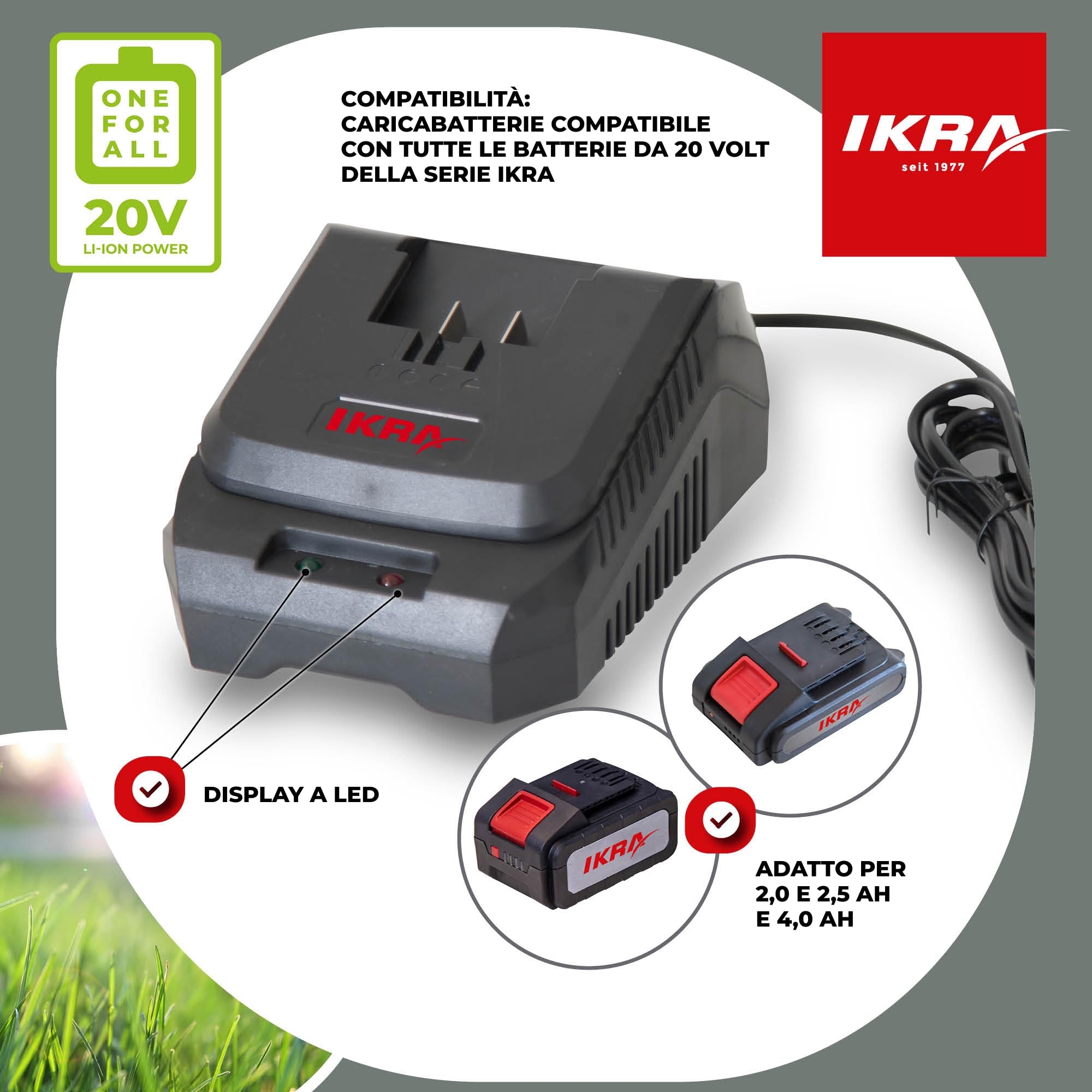 IKRA caricabatteria rapido 20V Stazione di ricarica Caricabatteria rapido con display LED