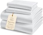 Lane Linen 1000 TC 100% Ensemble de draps en coton égyptien King - Blanc 4 Pièce, poche profonde, OEKO-TEX Certifié, adapté 16in Matelas, Feuilles de coton égyptiennes Roi, Feuille de refroidissement Roi