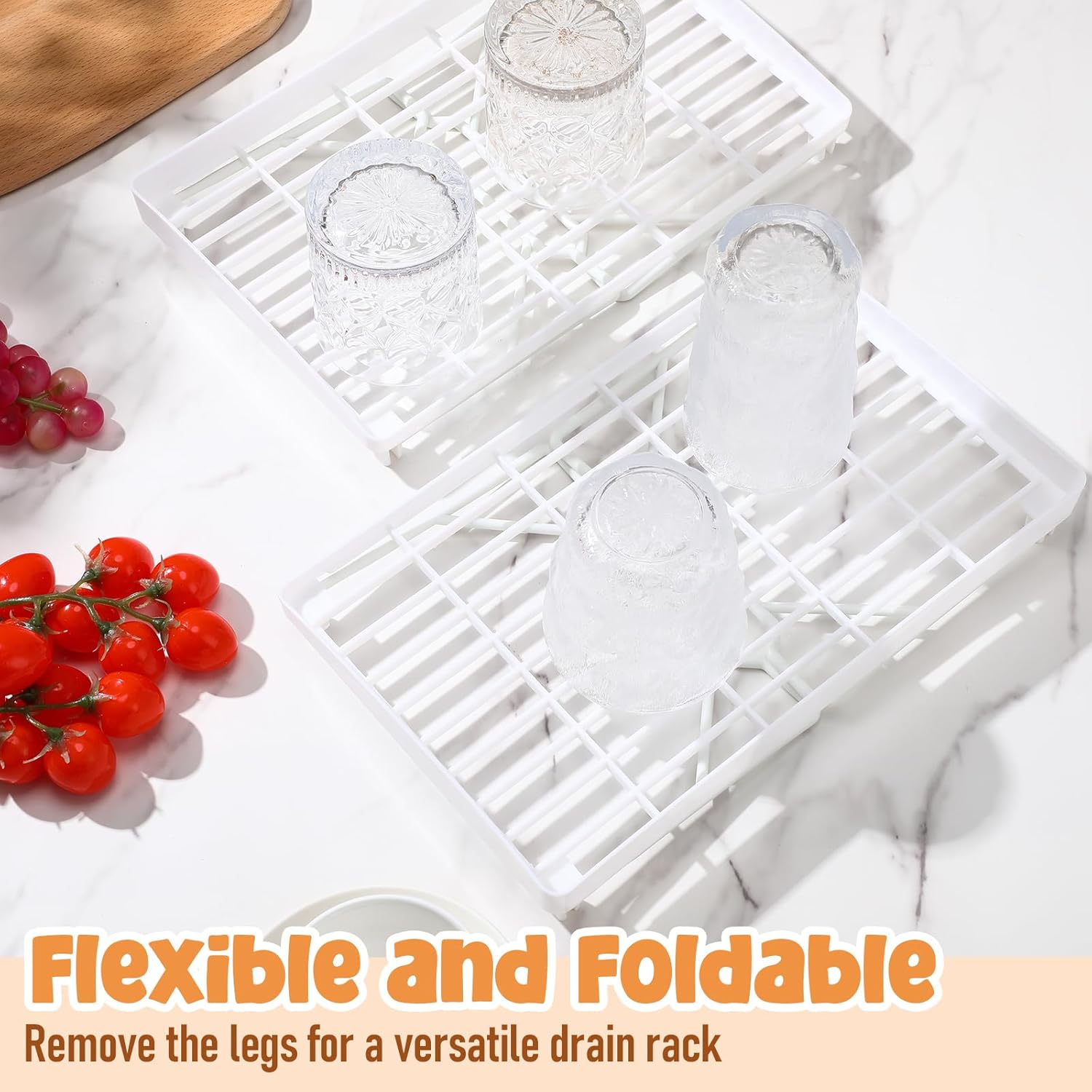 12 Pack White Stackable Plastic Kitchen Storage Shelf Foldable Racks, Pantry Shelf Cabinet Organizers, Expandable Storage Rack for Cabinet Fridge Bathroom (Plastic)