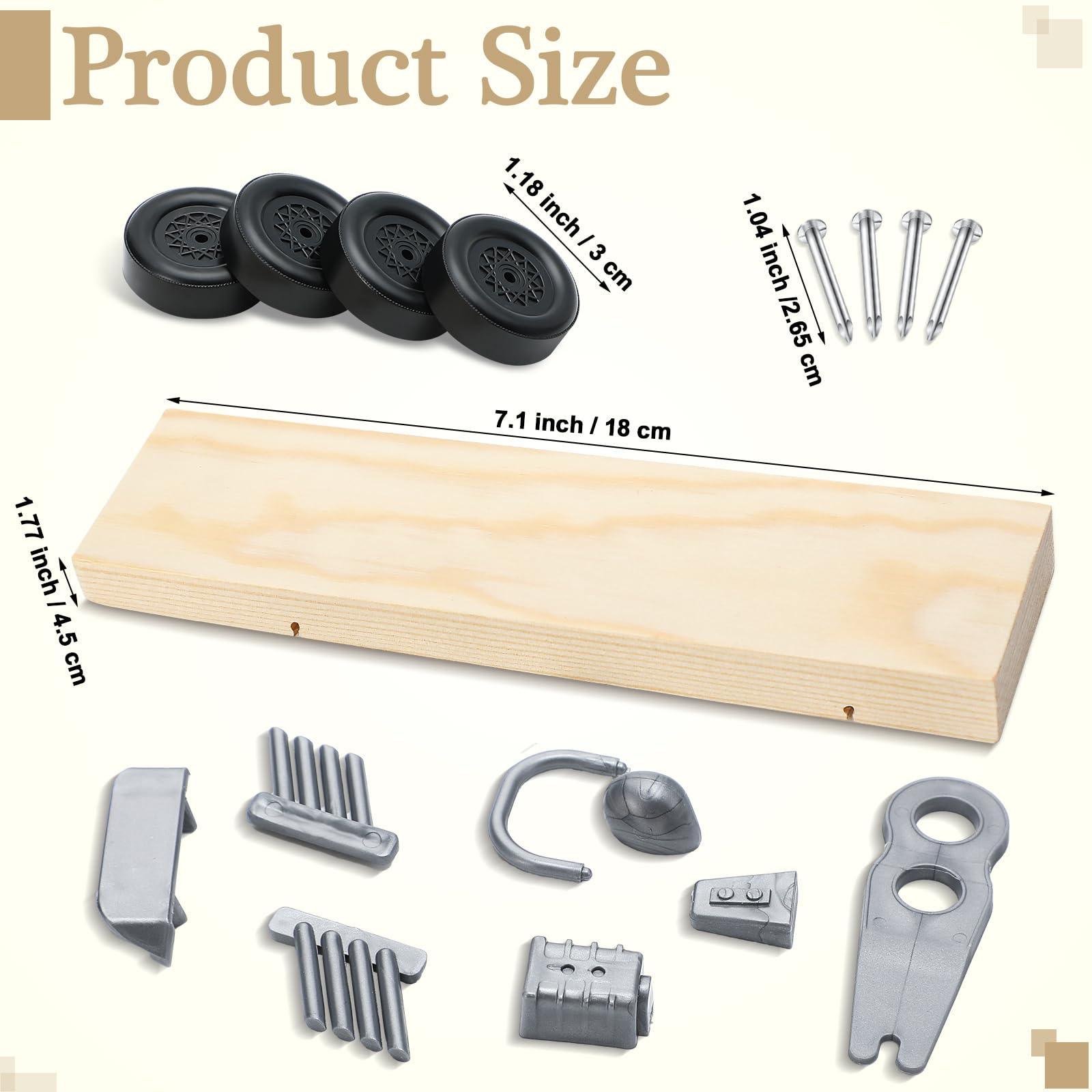 Wonderjune Derby Car Kit Includes Pre-drilled Wedge Block, Wheels and Nail-Type Axels Compatible with Pine Wood Derby Car Kit