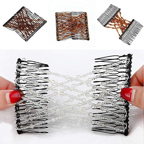 Miniatura 4 de Peines mágicos para el cabello, 6 piezas de pinzas mágicas elásticas de cuentas vintage, pinzas para el cabello con doble pinza para el cabello,