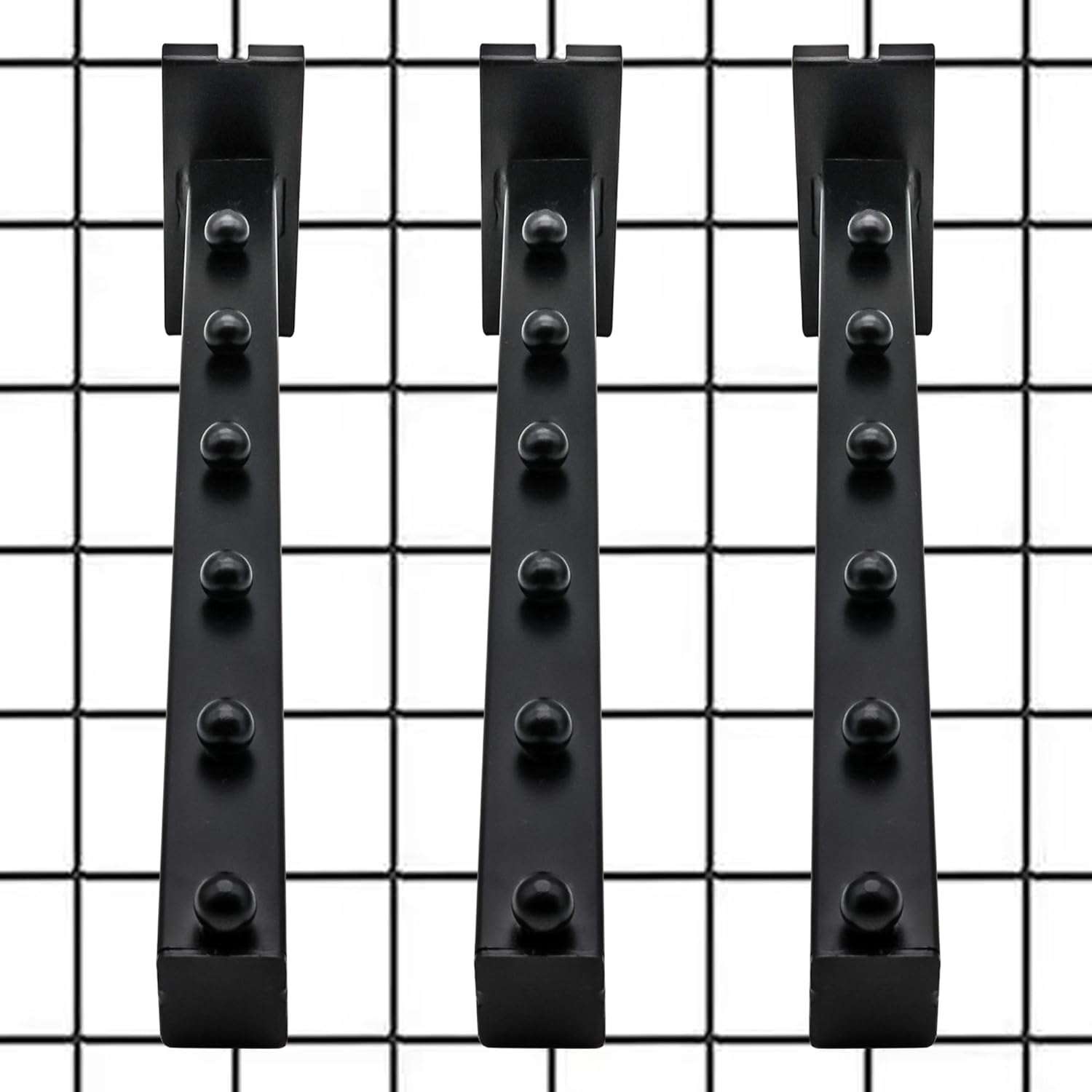 Gridwall Waterfall Hooks, Display Hooks for Grid Wall Panels, Grid Wall Accessory for Storage Display Clothes in Retail Shop Garage (6-Packs, Black)