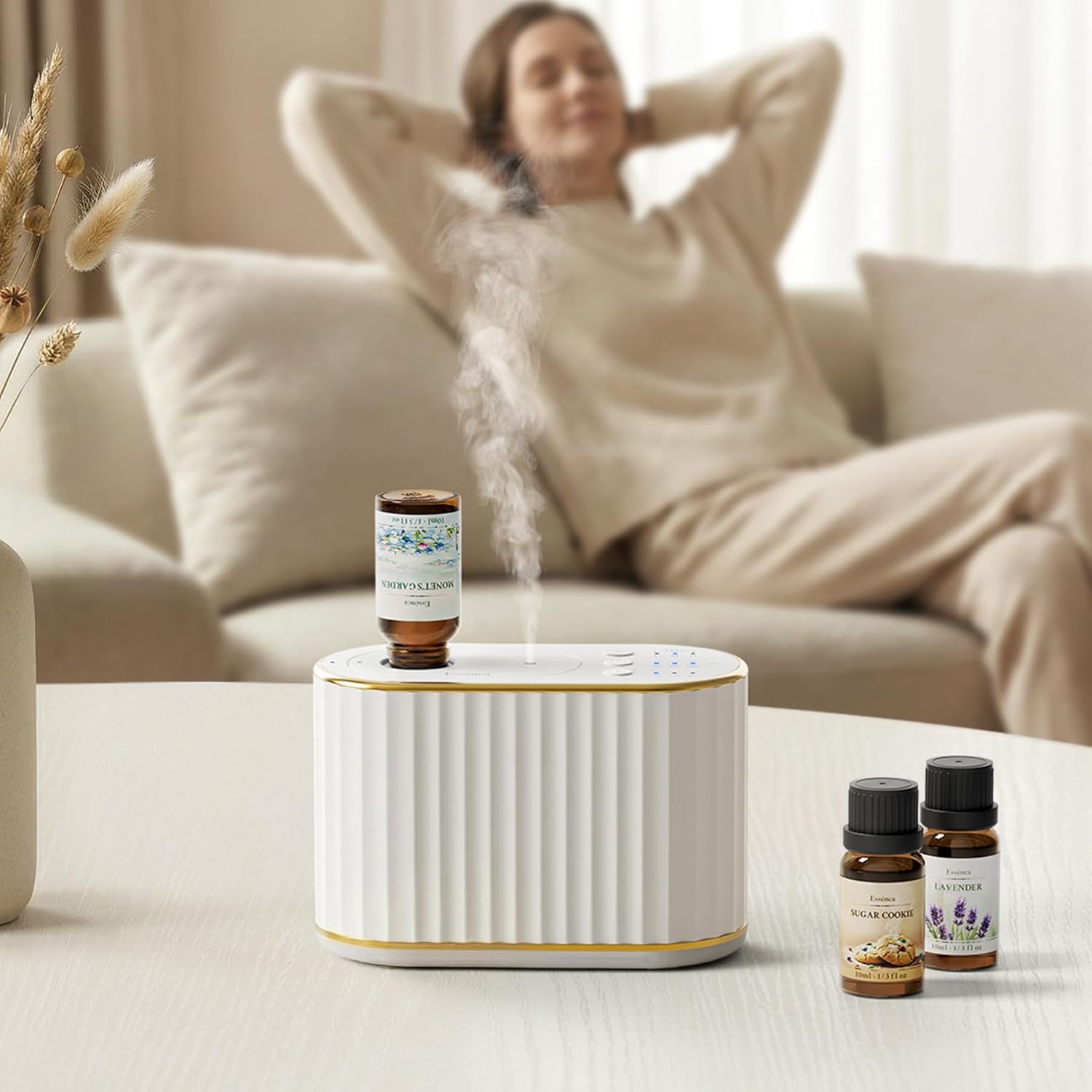 Waterless Diffuser for Home Essential Oil Diffuser, Wireless Aromatherapy Diffuser with 4 Mist Levels, 3 Time Setting, Portable Aroma Diffuser, Mini Home Fragrance for Bedroom, Car, Office