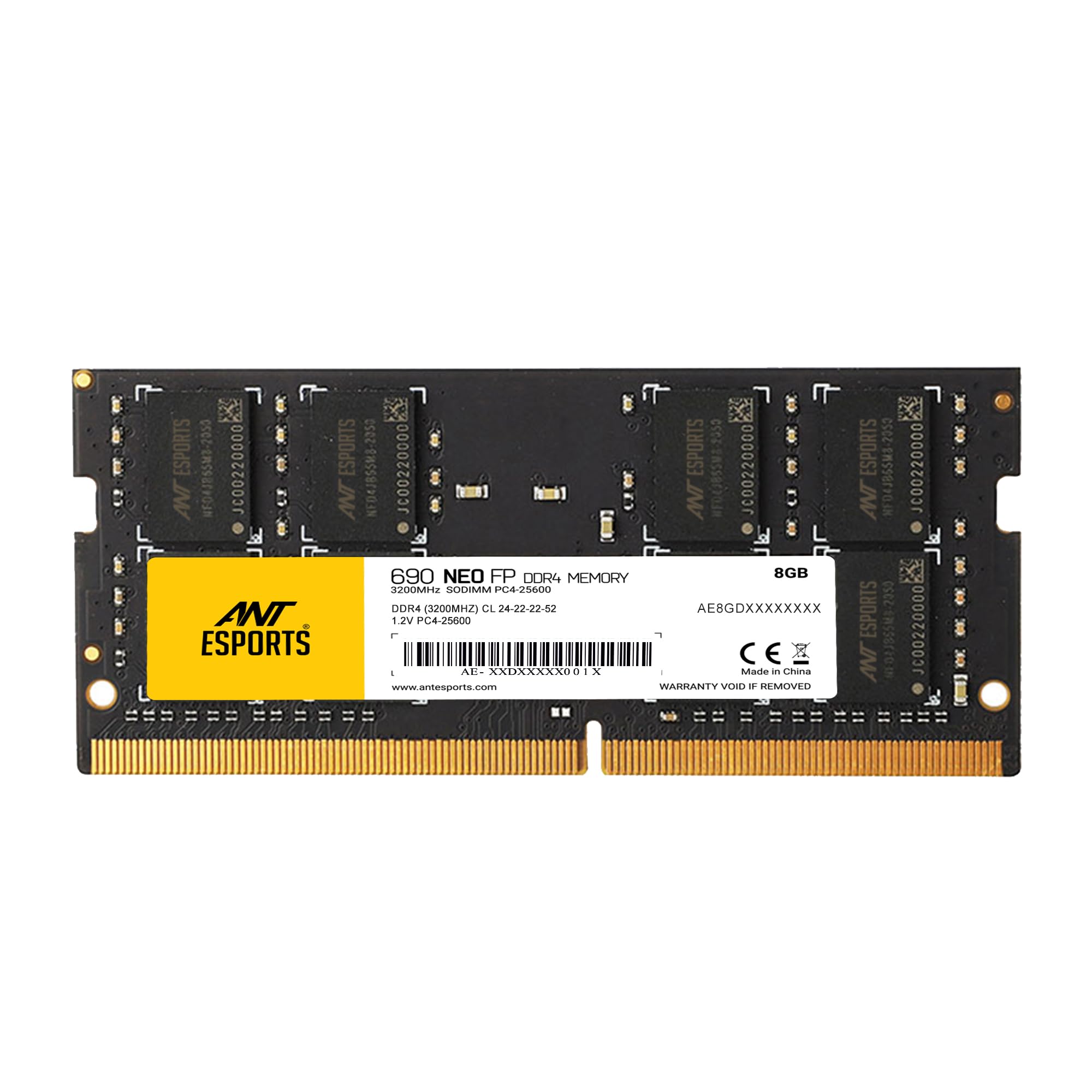 Ant Esports 690 NEO FP 8GB (1 * 8GB) DDR4 3200 MHz CL 24-22-22-52 260-Pin SO-DIMM Laptop Memory - AE8GD4S32M16C (B0CTHCD3J3) Amazon Price History, Amazon Price Tracker