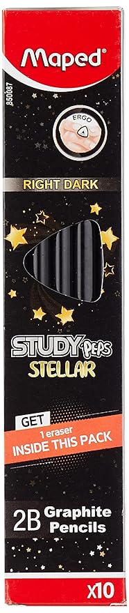 Maped Pencils Study Peps Stellar Pencil with Eraser | Set of 10 Pencil | Pencil Case with an Eraser | Pencil Set at Rs. 57