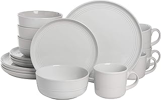 Double Line 16 Piece Dinnerware Set, White