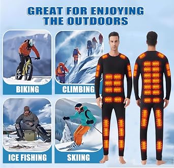 26-Zone Heated top & 16-Zone Heated Pants heated underwear for women men,Suitable winter skiing motorcycles & S/4XL