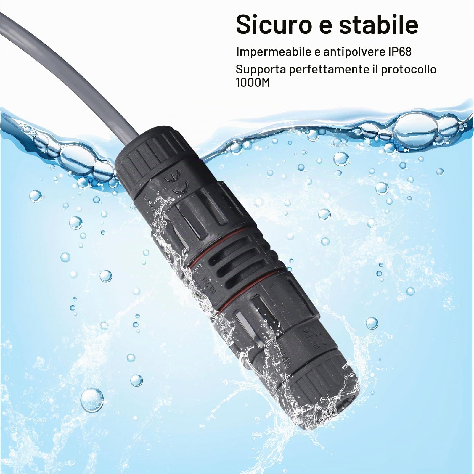Cavo di Prolunga 150 Piedi, Prolunga Rettangolare Supporto Impermeabile IP68 Cavo Protocollo 1000M
