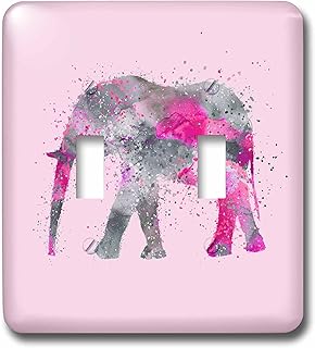 3dRose lsp_262970_2 Pink Watercolor Elephant Artwork Toggle Switch, Multicolor