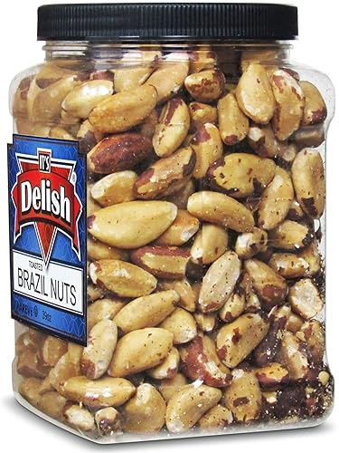 Miniatura 3 de Its Delish, recipiente reutilizable jumbo de 39 onzas de nueces de Brasil tostadas gourmet por Its Delish, frasco – Nueces de Brasil enteras sin sal