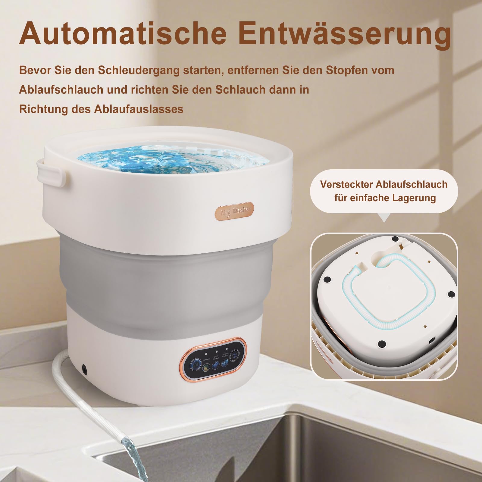 Mini machine à laver 15 l 2 en 1 avec panier d'essorage pour camping voyage