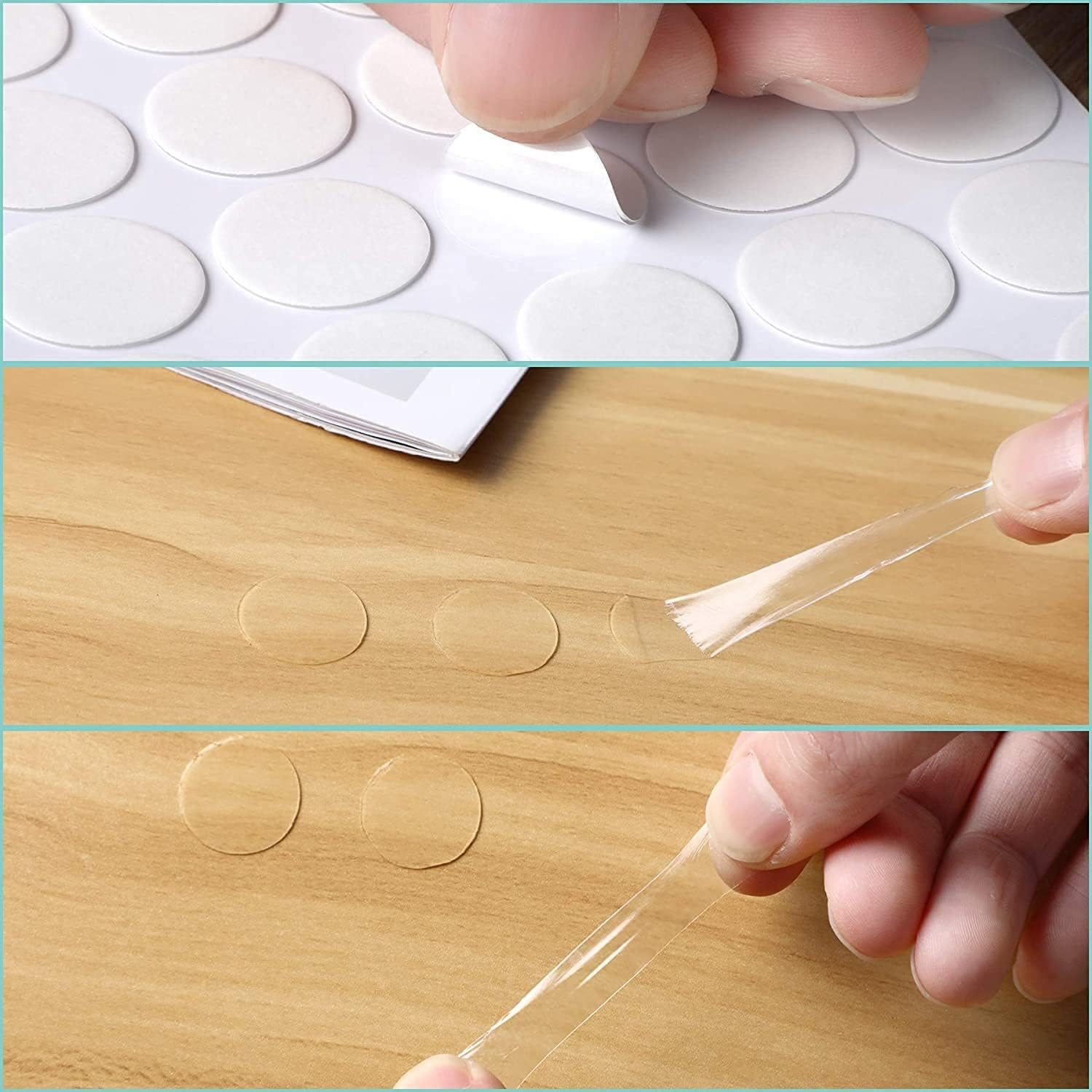 SRN ENTERPRISE Transparent Double Sided Adhesive Dots | Traceless Removable Putty Stickers | Round Clear Gel Pads for Wood, Glass, Metal, Plastic, Ceramic Sticky Tape Dots (2 sheet) 4