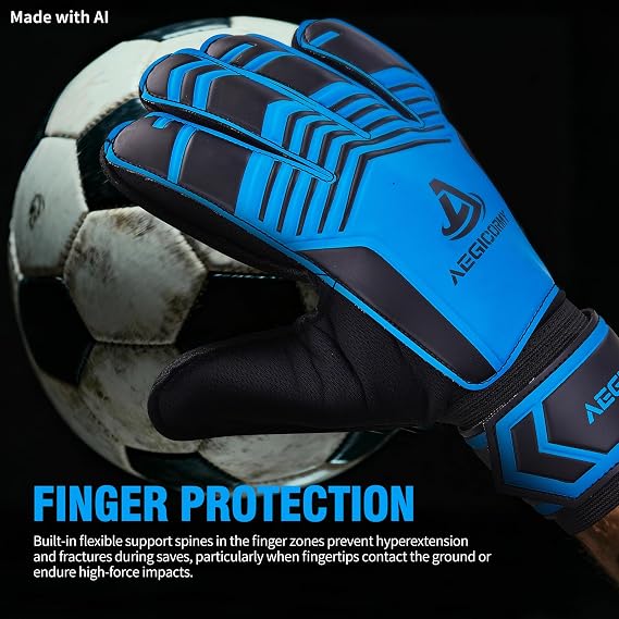 Goalie Goalkeeper Gloves with Finger Protection Breathable Soccer Gloves with Extra Grip, Unisex Youth and Adult, Black/Green, Sizes 5-10
