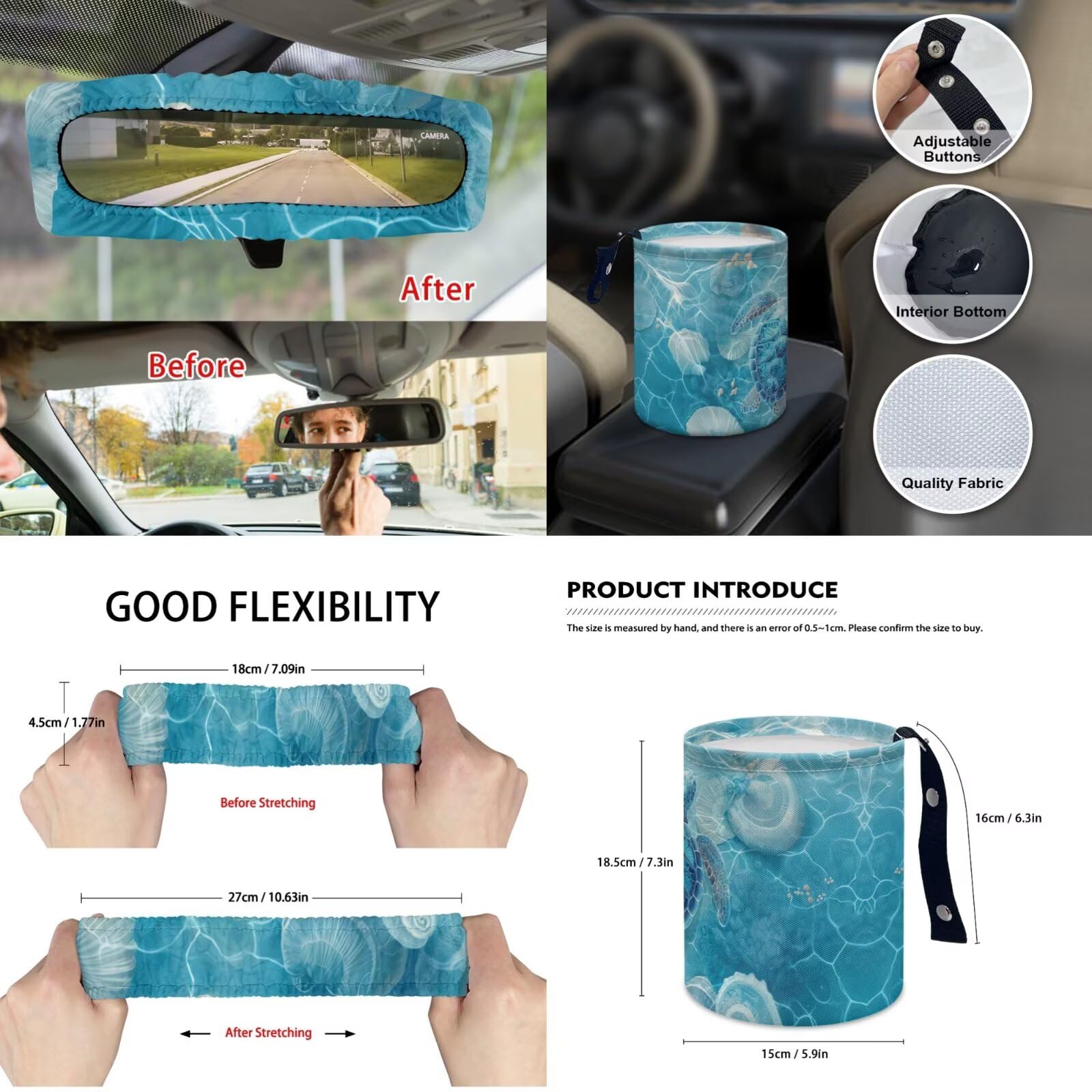 Set di coprisedili universali per interni auto, con coprivolante, poggiatesta, imbottiture per cinture di sicurezza, per camion, berlina, SUV, blu