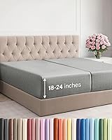 Vista 16 de Sábana bajera extra profunda tamaño Queen – Sábana bajera individual de lujo para hotel solamente – Se adapta fácilmente a colchones de 18 a 24