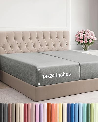 Miniatura 16 de Sábana bajera extra profunda tamaño Queen – Sábana bajera individual de lujo para hotel solamente – Se adapta fácilmente a colchones de 18 a 24