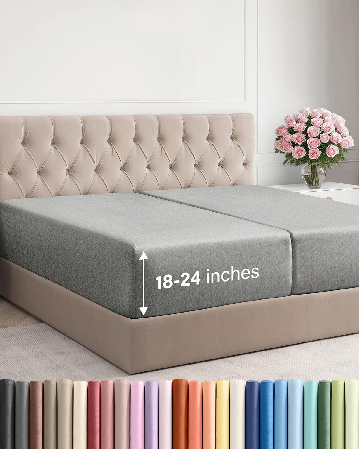 Drap-housse king size séparé confortable pour matelas de 45 à 61 cm