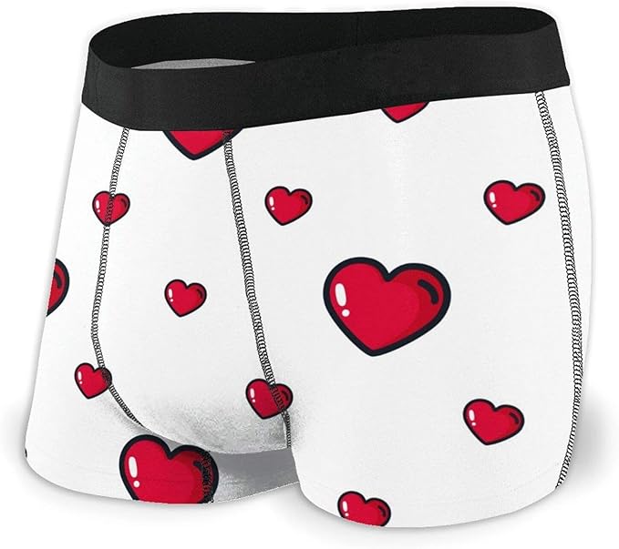 Fxshunone Red Hearts Valentine'S Day Men'S Underwear Boxer Briefs