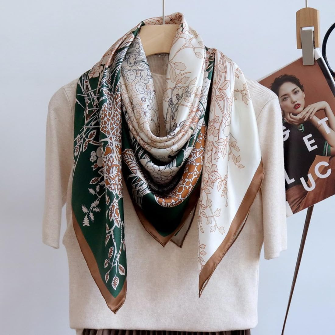 XL 43 Inch Extra Large Square Scarf Fashion Scarves Silk Feeling Hair Scarf Wrapping Scarfs Night Sleeping Headscarf - Image 3