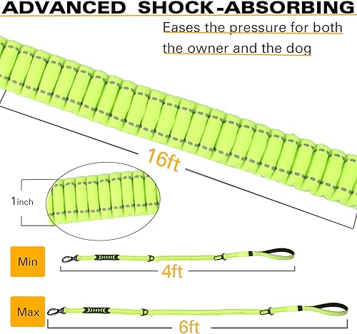 Miniatura 5 de Correa de perro resistente especialmente para perros grandes de hasta 150 libras, correa elástica reflectante de 4 pies para entrenamiento de perros