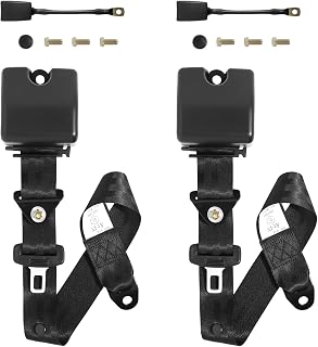 IYUANWH 2PCS Adjustable Retractable 3-Point Belt Kit, Universal Fit for Golf Carts, UTV, Trucks, RV, Minivan (Black)