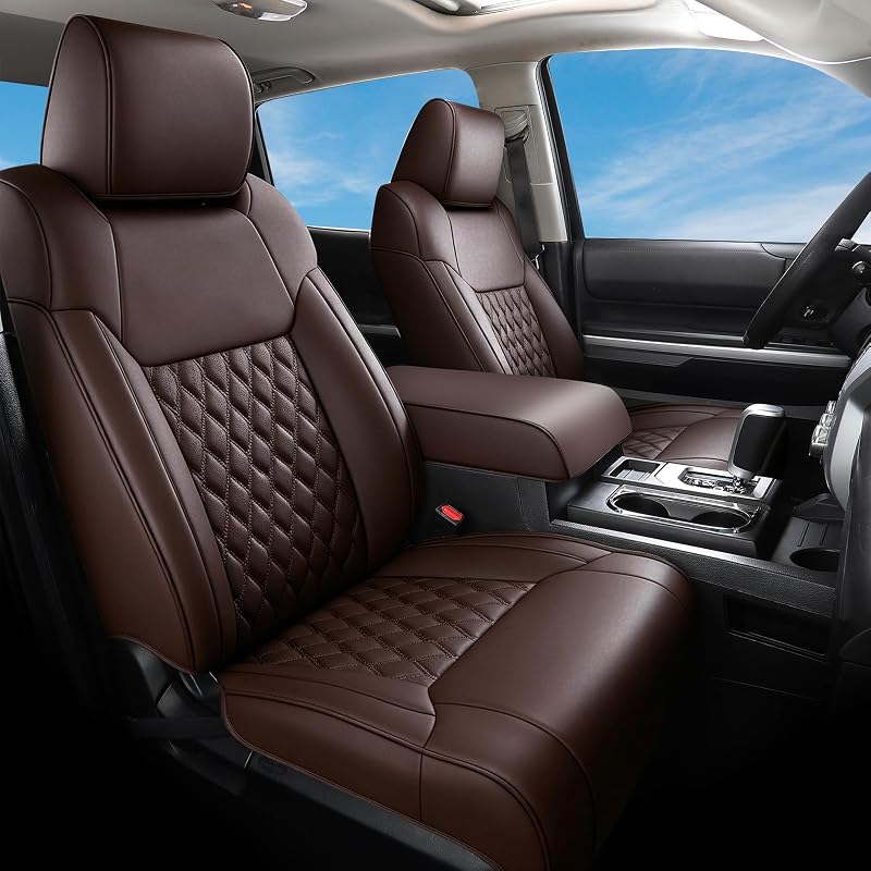 Capas de Banco Dianteiras Huidasource em Couro Sintético Café para Toyota Tacoma 4ª Geração 2024–2026, Par