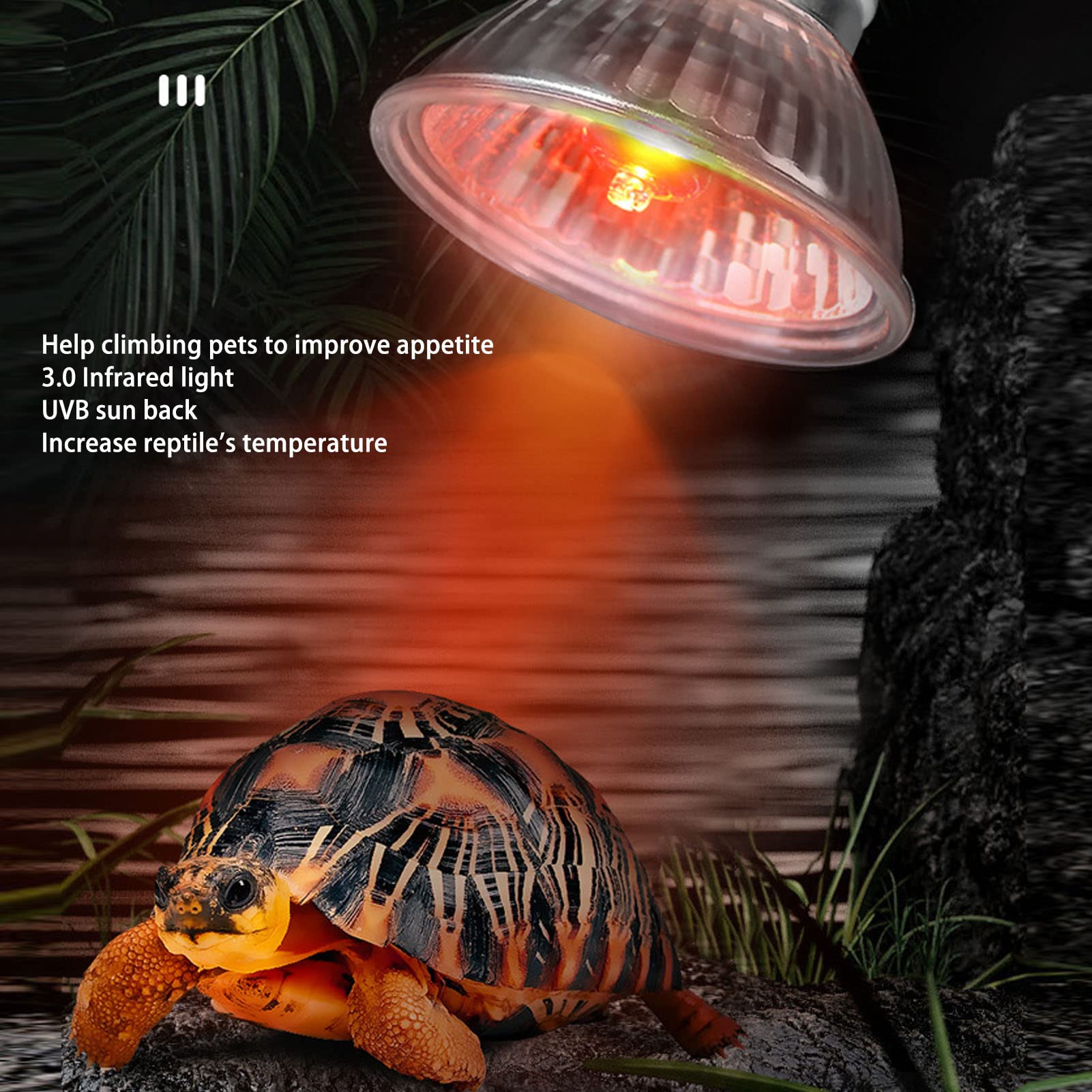 Jiawu Reptile Heat Lamp, 25W Heat Emitter Reptile Heat Lamp Bulb, Infrared Light UVA UVB Heating Lamp Replacement - Image 3