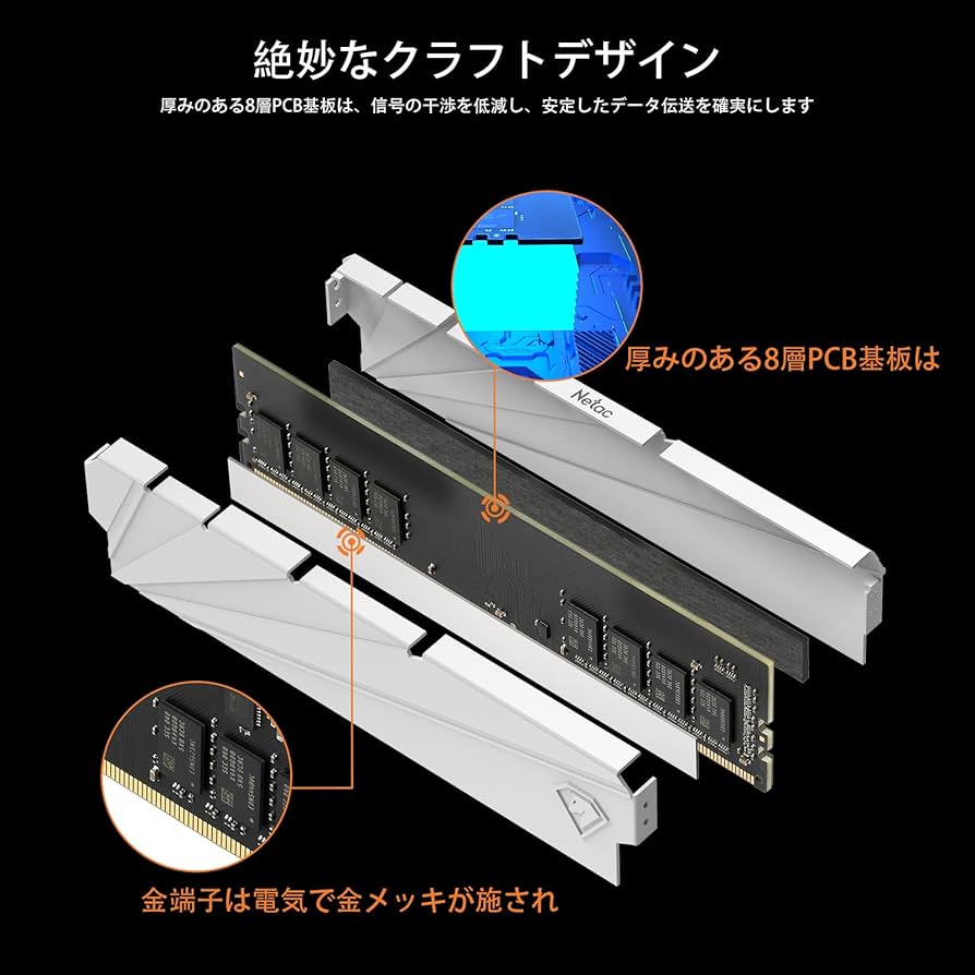 Amazon.co.jp: Netac DDR4 3200MHz(PC4-25600) 32GB (16GB x 2枚