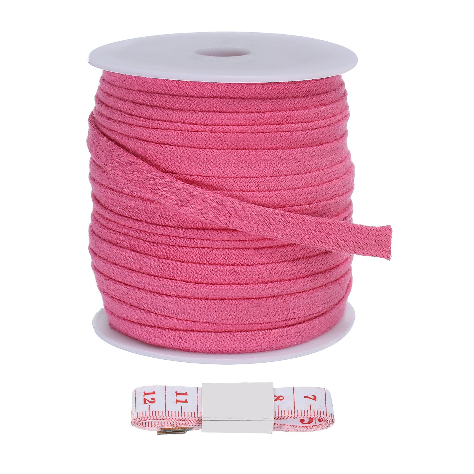 Cordon plat en coton de remplacement rose foncé 12mm x 22 Yd pour sangle vêtement et short