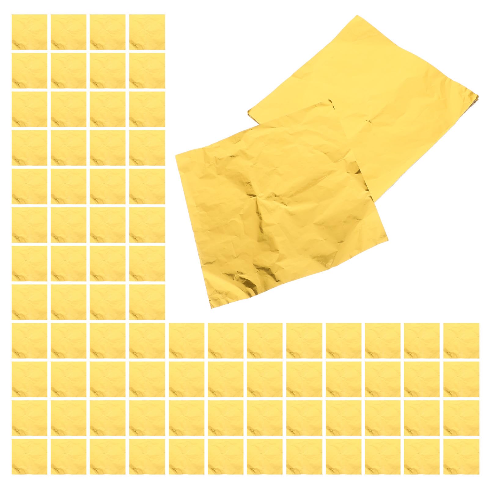 100pcs Golden Aluminum Foil Candy Wrappers, Foil Sheets for Chocolate, Tea, Weddings, Home Shop Use