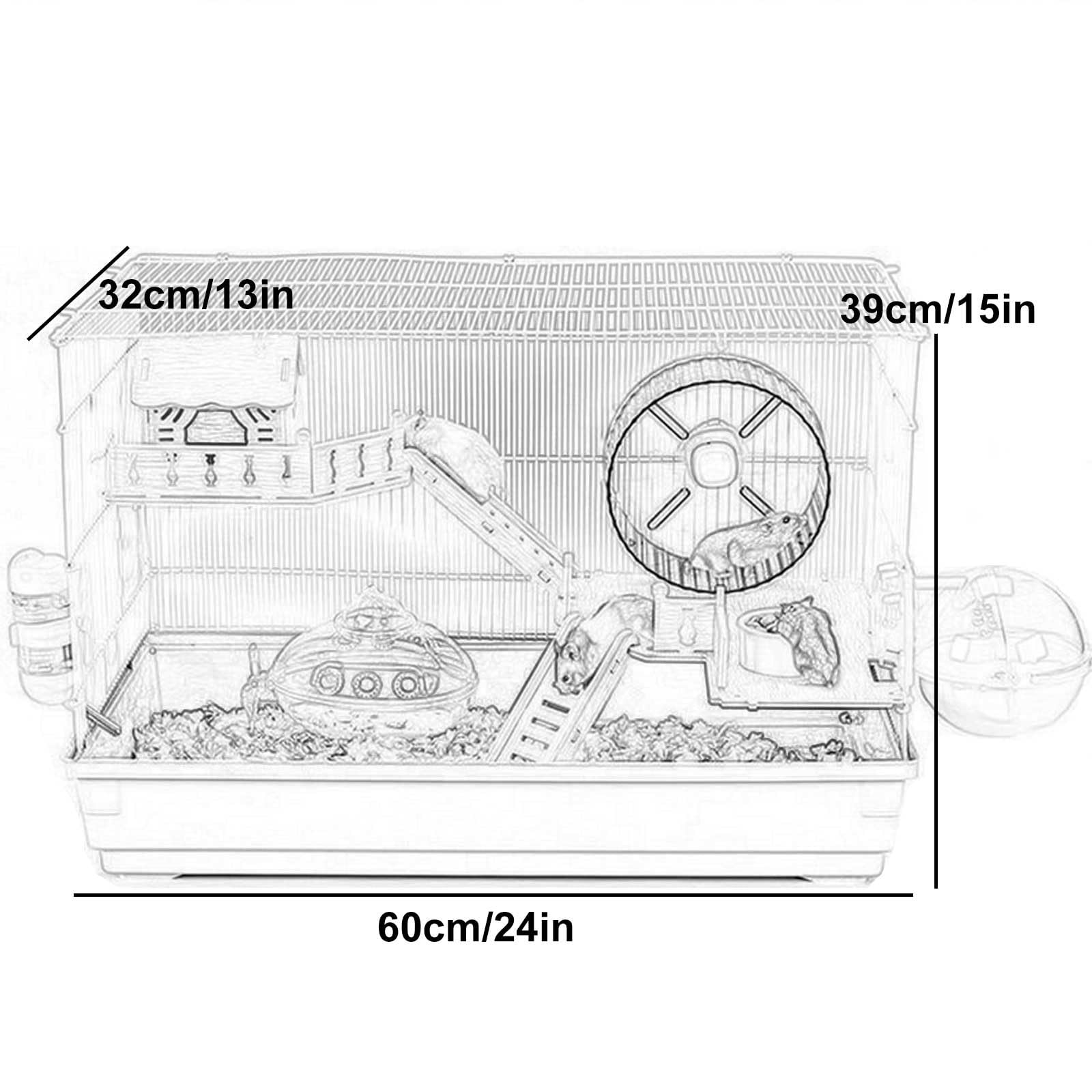 Jaula Hamster Enano de 3 Niveles, Jaulas Portátiles para Ratas, con Baño, Caja de Comida, Etc, Hábitat para Ratones, Jerbos y Jaulas para Animales Pequeños Similares(Orange)