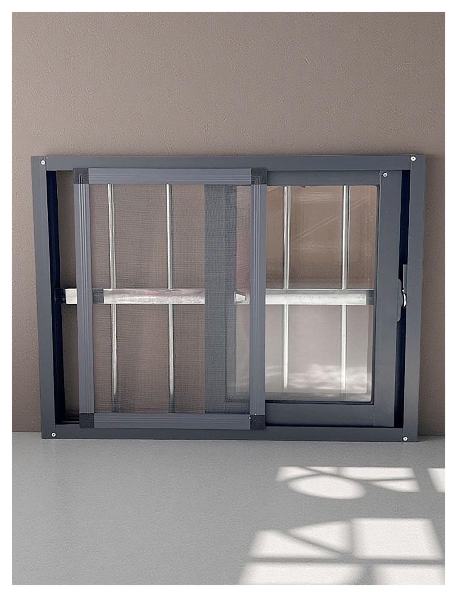 Genérico Ventana corrediza Horizontal de Aluminio for sótano, Grande, de 30, 40, 50, 60, 80 y 100 cm, con Vidrio y mosquitera, for baños, garajes y buhardillas.(30x30cm/12x12in)