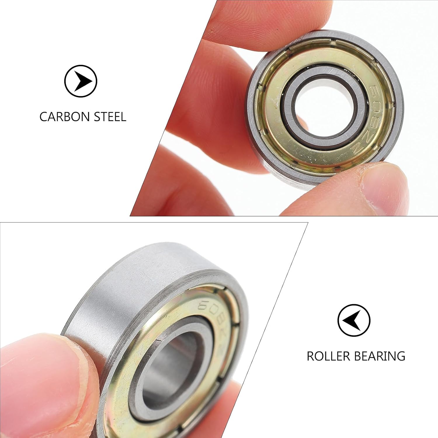 MAGICLULU 608zz Carbon Steel Skateboard Bearings 10pcs Plain Wheel Ball Bearings for Scooters and Longboards Sealed High-Speed for Skating and Scooter Wheels