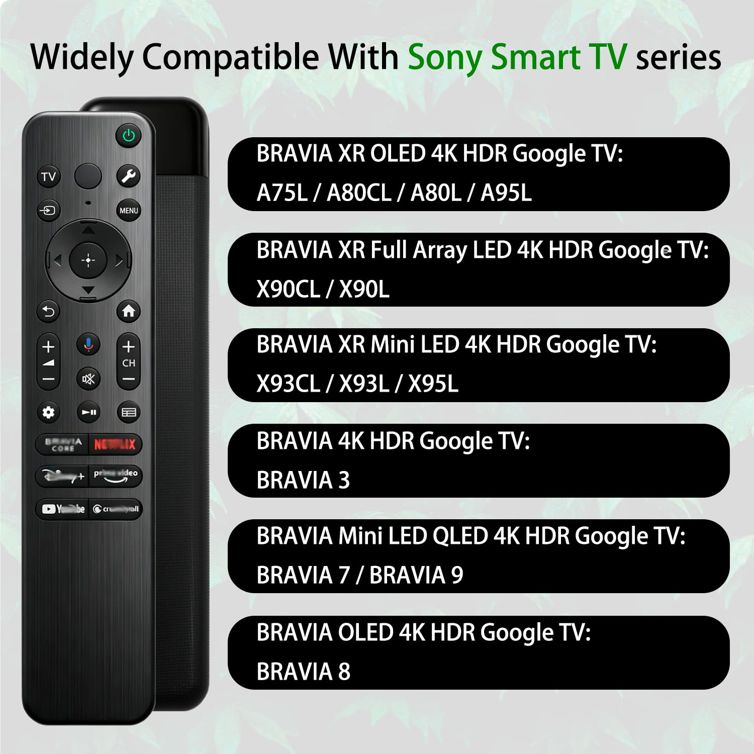 RMF-TX910U Telecomando vocale compatibile con Sony TV Bravia Remote, compatibile con tutte le serie Smart LED OLED TV con funzione vocale
