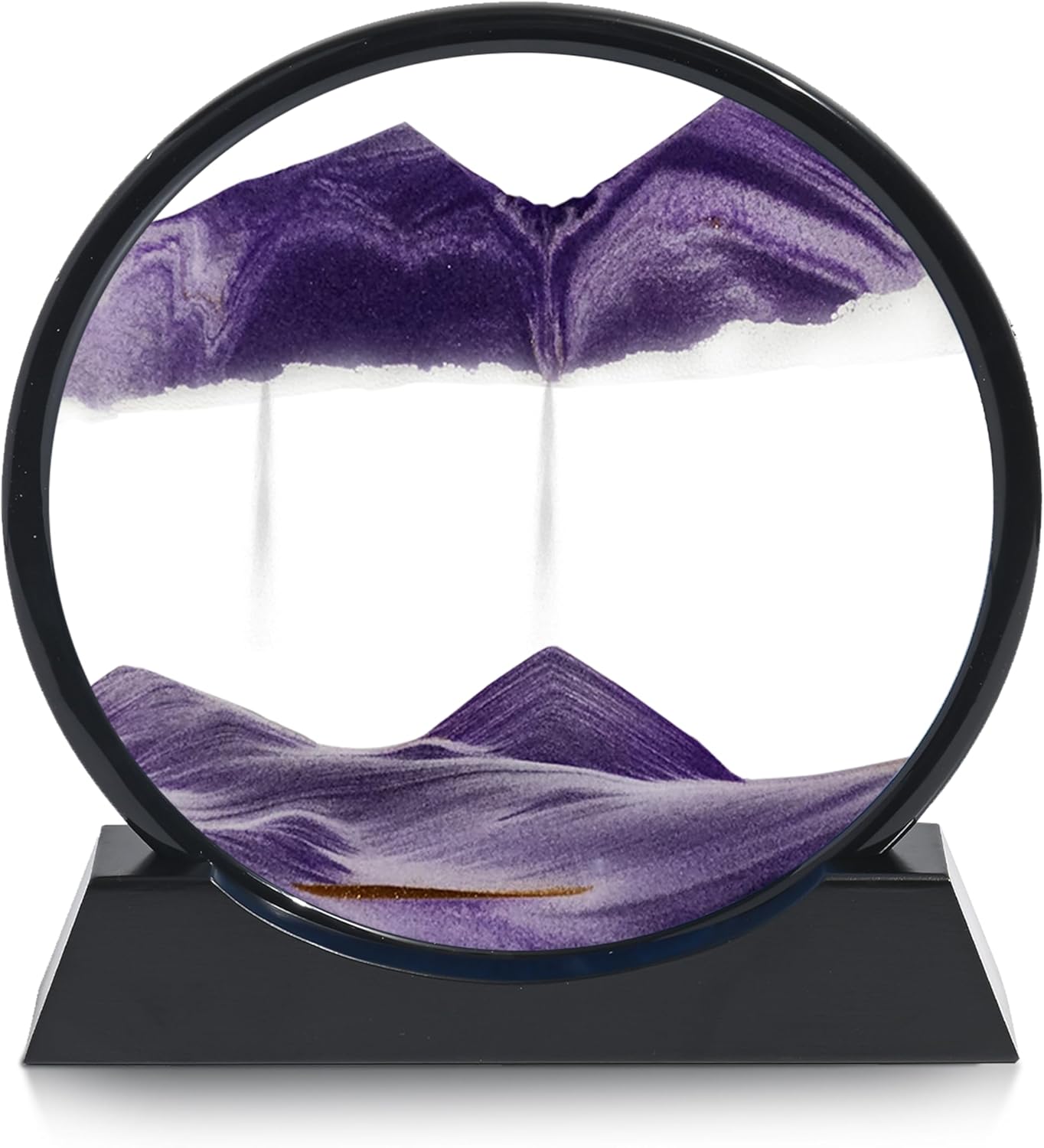 12-Inch Liquid Sand Art Motion Decor for Home Decor – Mesmerizing Desk Accessories with Anti-Slip Wooden Base – Elegant Black Frame and Colored Sand for Office Desk Accessories and Stress Relief