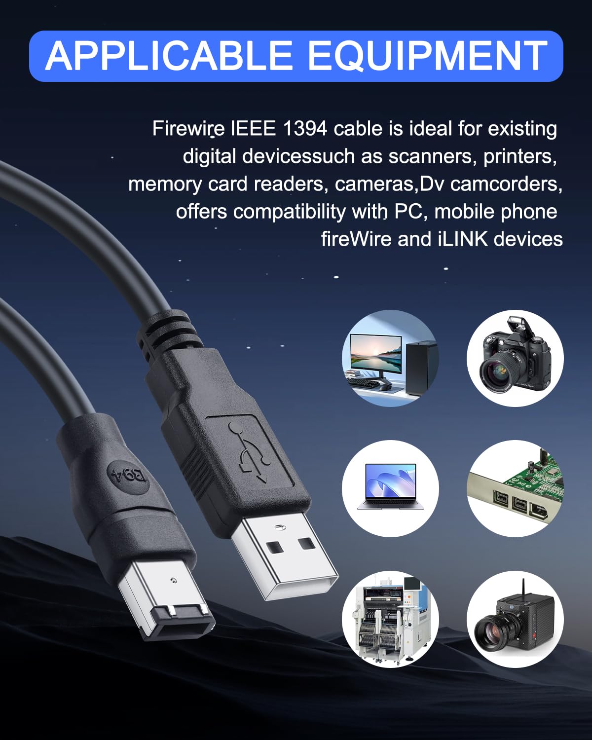 Firewire 1394 6-pins Naar USB-adapterkabel, Firewire IEEE 1394 6-pins Vrouwelijk Naar USB 2.0 A Mannelijk Adapterconverterkabel voor Digitale Camera, Digitale Videorecorders