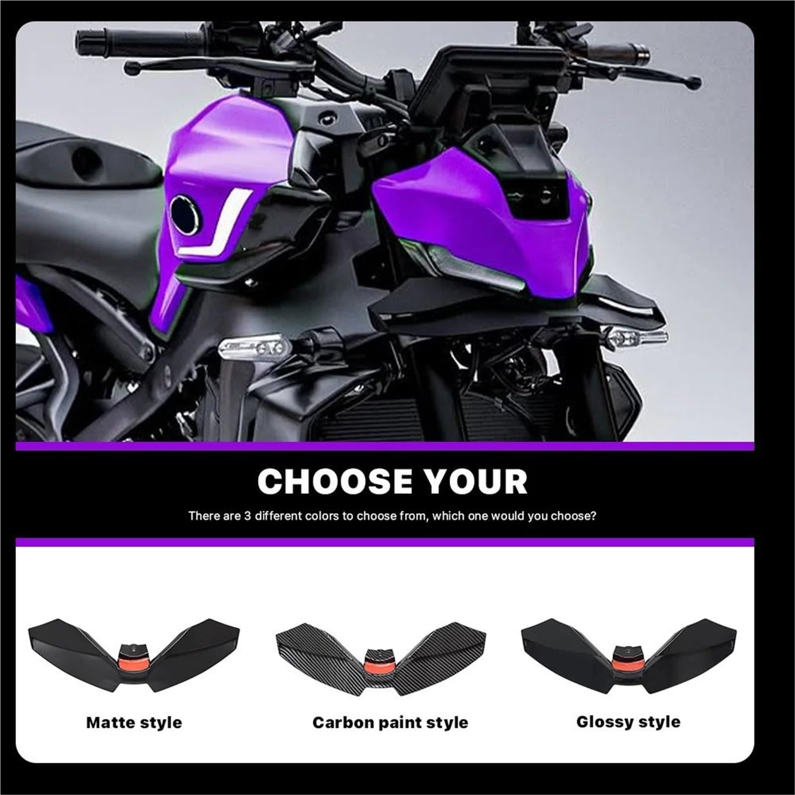 Front Bumper Splitter dachowy Pasuje do Yamaha MT-09 2024 2025 Małe Winglety Spoiler Aerodynamiczny Skrzydło Akcesoria motocyklowe Stałe skrzydło Owiewka