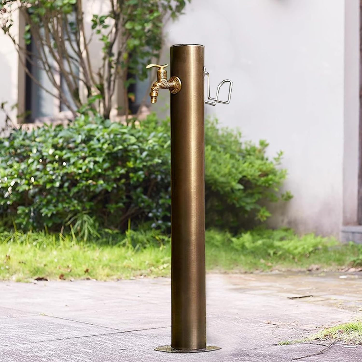 Outdoor Stainless Steel Water Column - Freestanding Hose Stand & Antifreeze Faucet, 50cm Decorative Fountain Post for Garden Irrigation & Washing Solutions
