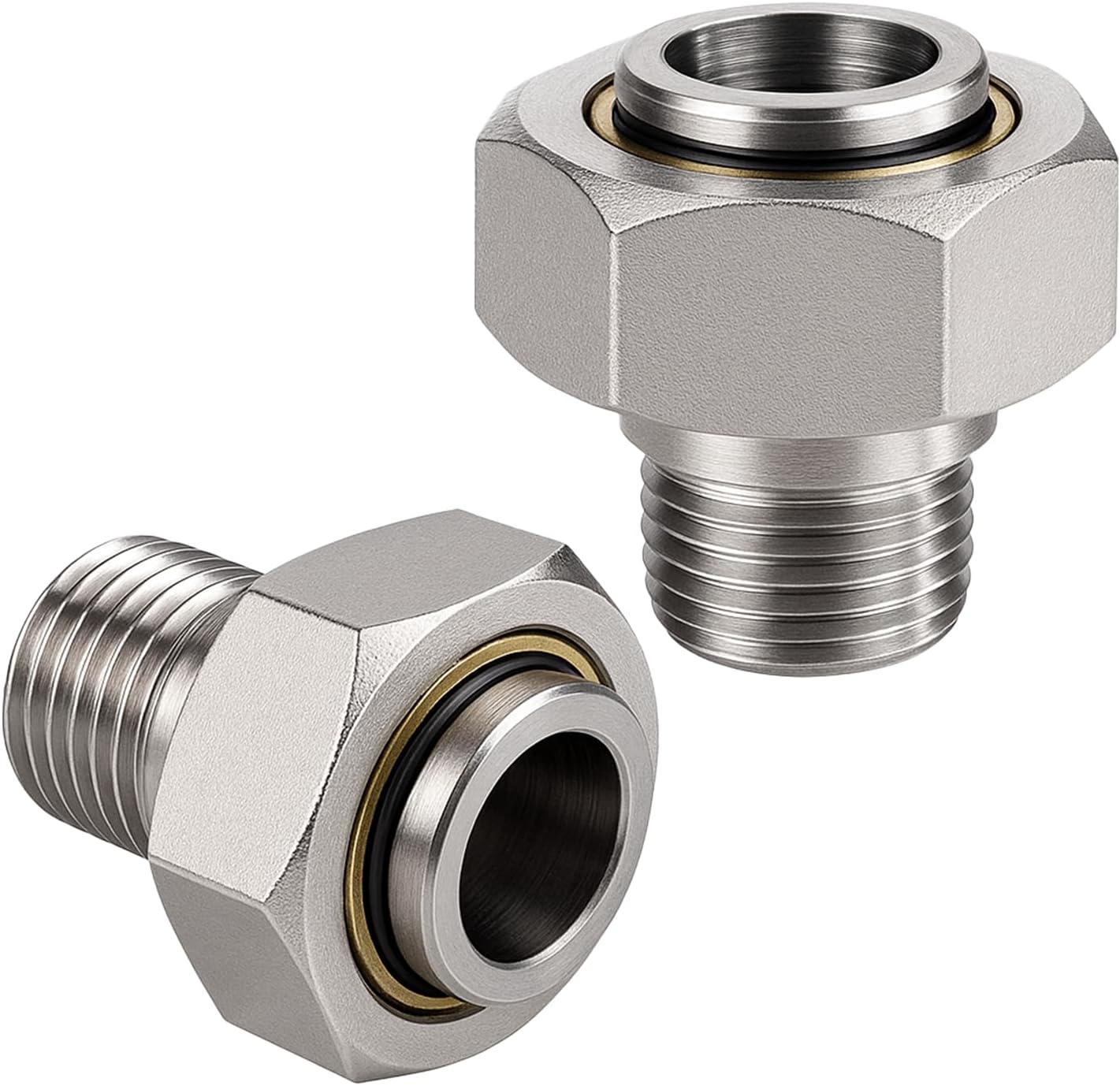 2-Pack 3/4" x 1/2" Brass-Nickel Plated Air Line Fittings Straight Connectors with 1/2" NPT Male Thread 200 PSI, Compatible with Shop/Garage Compressed Air Systems